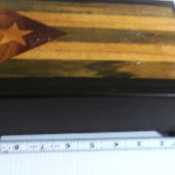 CNSstcs Antique Wood CIGAR BOX Inlayed Wood Cigar Holder Flip Top STAR Handmade - Picture 2 of 9